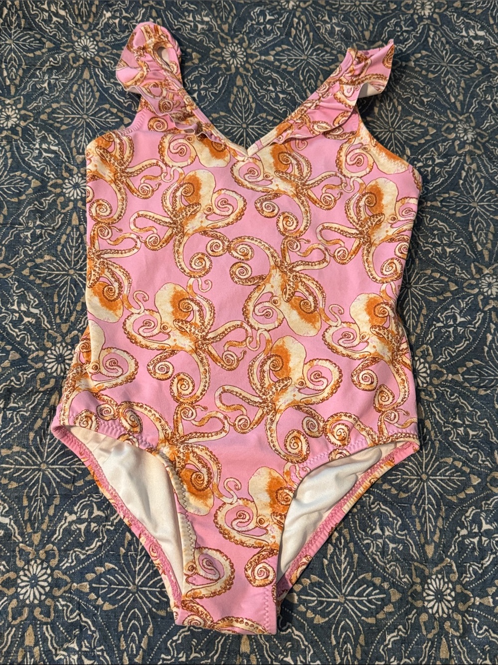 Garnet Hill - Girls' Pink Octopus Print One-Piece Swimsuit 7